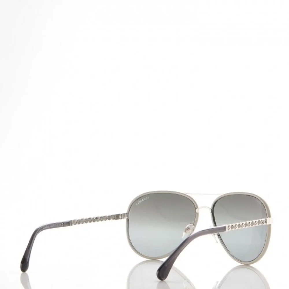 CHANEL Pilot Gray Calfskin Sunglasses 4219-Q